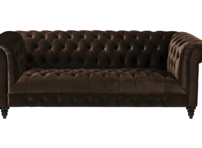 Braune Samt Couch Luxus Polster Chesterfield Möbel Sofa mit Knöpfen Dreisitzer